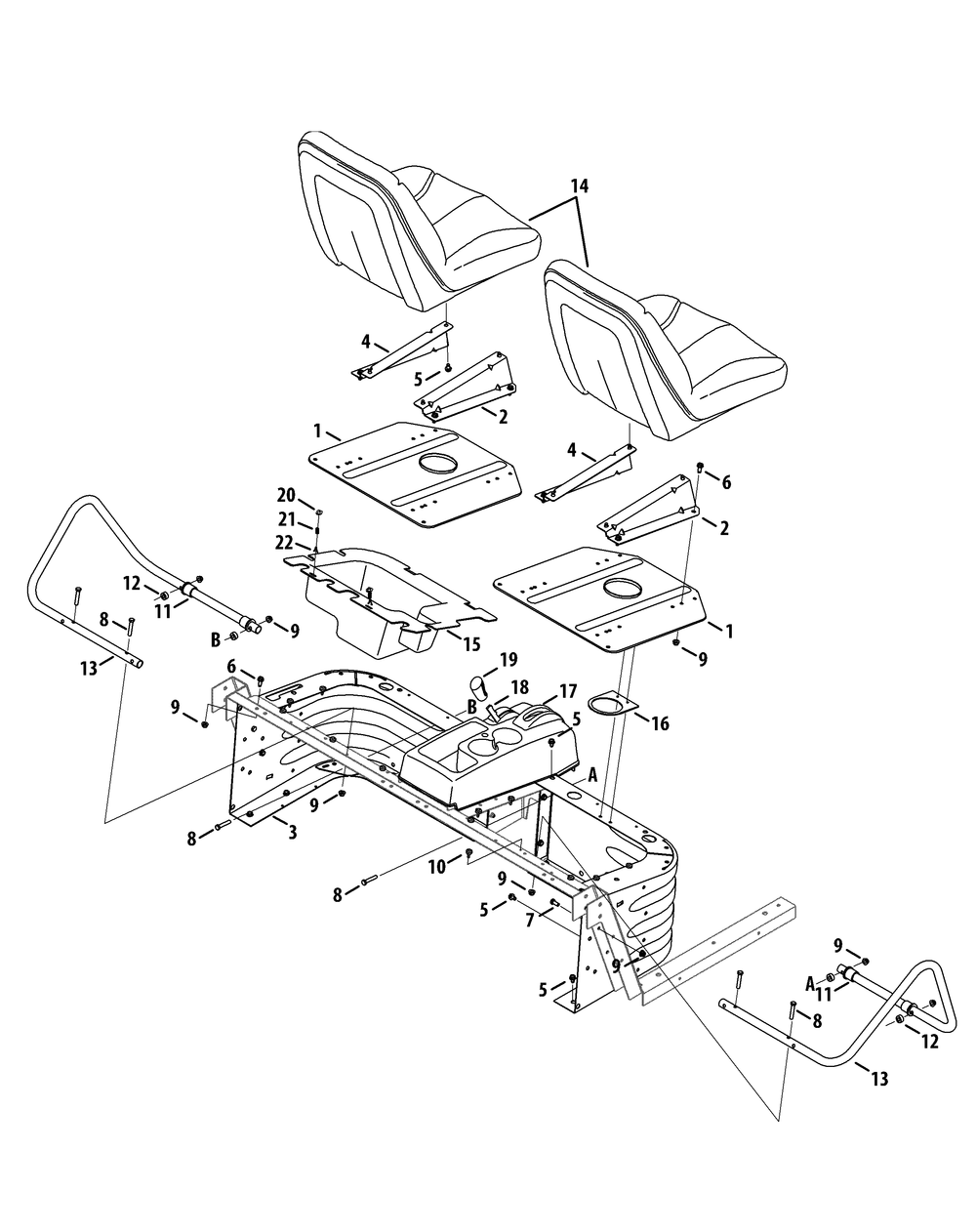 Seats Diagram and Parts List for 46G 4X4-EFI-1G202Z-1G313Z-37BMD710 Cub Cadet Lawn Tractor Accessories